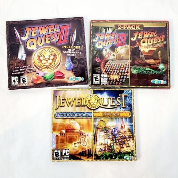 Jewel Quest, Trail of the Midnight Heart - Heritage, 1 2 3 CD-ROM PC Games Bundl - Picture 1 of 5